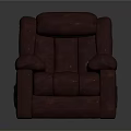 Single Seater Dark Red Leather Sofa With Comfortable Armrests And Cup Holders 3d model