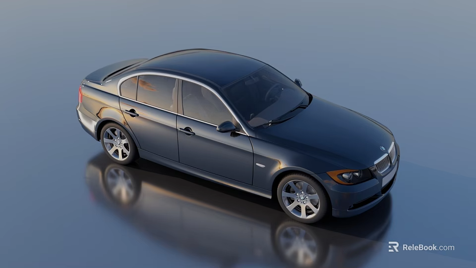 Dark Blue Sedan With Shiny Exterior Silver Wheels Modern Design And Reflective Surface 3d model 