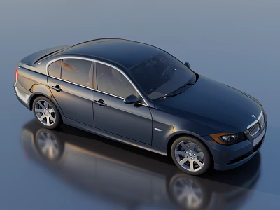 Dark Blue Sedan With Shiny Exterior Silver Wheels Modern Design And Reflective Surface 3d model