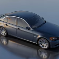 Dark Blue Sedan With Shiny Exterior Silver Wheels Modern Design And Reflective Surface