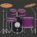 Stylish Purple Drum Set as Household Musical Instrument with Full Accessories