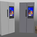 Double Door Refrigerators Featuring Digital Screens Silver Dark Gray Carton Box Potted Plant And Oranges
