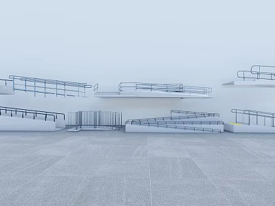 Urban Road Facilities With Accessible Steps Handrails And Platforms Design 3d model
