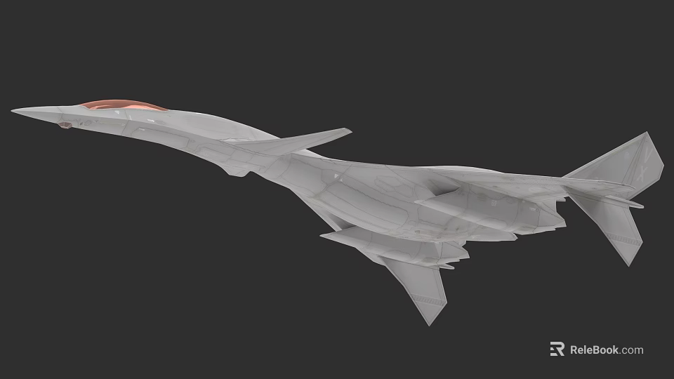 Modern Military Fighter Jet With Sleek Aerodynamic Design And Red Cockpit 3d model 