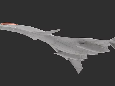 Modern Military Fighter Jet With Sleek Aerodynamic Design And Red Cockpit 3d model