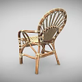 Handcrafted Rattan Outdoor Chair With Woven Seat Backrest And Curved Armrest Design