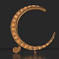 Golden Decorative Letter C With Intricate Ornate Patterns On Black Background 3d model