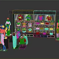 Retail Clothing Display Shelves with Hanging Apparel Folded Clothes and Mannequins in Modern Store Setup