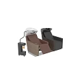 Brown Leather Massage Chair With Wooden Frame And Head Massage Function 3d model