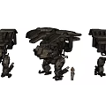 Game and Movie Mecha Characters Three Large Mechanical Structures with Human Figure Size Comparison