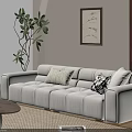White Sectional Sofa with Decorative Cushions Green Plant and Coffee Table in Bright Living Room