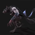 Fierce Fantasy Wolf Creature With Blue Wings Sharp Claws Headband And Muscular Body