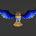 Origami Style Game And Movie Character Owl With Blue Wings Orange Body And Reflection