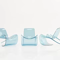 Light Blue Transparent Plastic Chairs With Different Designs On White Background 3d model