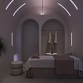 Modern Beauty Salon Interior Design With Elegant White Sofas Round Pendant Lights And Green Plants