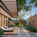 Courtyard Home Courtyard Villa Courtyard Courtyard Landscape Leisure Courtyard Garden Lounger Landscape Plants 3d model