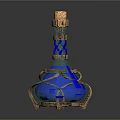 Decorative Blue And Gold Cup With Spiral Pattern Cork Stopper And Metal Handles