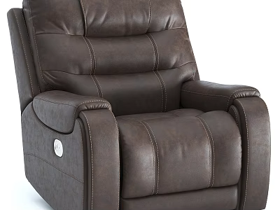 Brown Leather Modern Single Recliner Sofa With Comfortable Design And Stitching Details 3d model