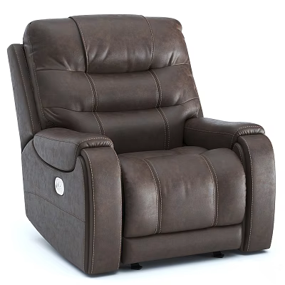 Brown Leather Modern Single Recliner Sofa With Comfortable Design And Stitching Details 3d model