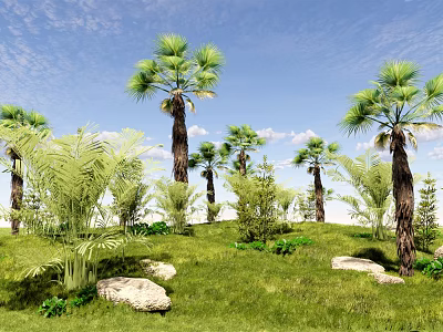 Modern Tree Palm Tree Group Landscape Tropical Plants Plant Combination Sunflower Tree 3d model