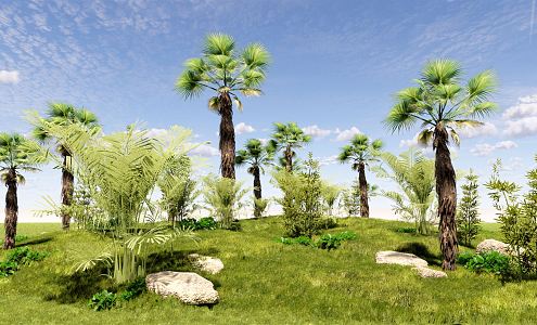 Modern Tree Palm Tree Group Landscape Tropical Plants Plant Combination Sunflower Tree 3d model