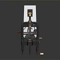 Manual Press Machine With Black Metal Frame Yellow Components Wooden Block And Dark Background