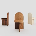 Three Wooden Dining Chairs With Minimalist Design In Different Natural Wood Tones