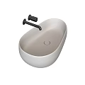 Modern Black And Beige Oval Countertop Washbasin With Faucet Design