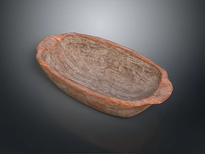 Handcrafted Oval Wooden Bowl With Natural Wood Texture For Everyday Household Use 3d model