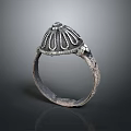 Antique Silver Ring Featuring Decorative Dome Top And Intricate Worn Patterns 3d model