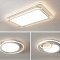 Modern Minimalist Ceiling Lights with Rectangular Frame and Circular Ring LED Designs for Home Interior 3d model