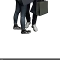 Two People Talking While Holding Shopping Bags In Casual Outfits