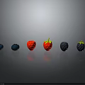 Glossy Assorted Fresh Berries Arranged in Row With Blue Red and Black Hues