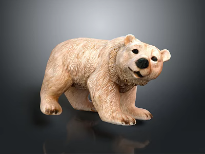 Realistic Polar Bear Sculpture with Detailed Fur Texture and Standing Pose 3d model