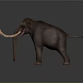 Realistic Mammoth 3D Render With Long Curved Tusks And Gray Background 3d model