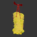 Decorative Plant Arrangement With Yellow Leaves Colorful Flowers And Red Bow On Top