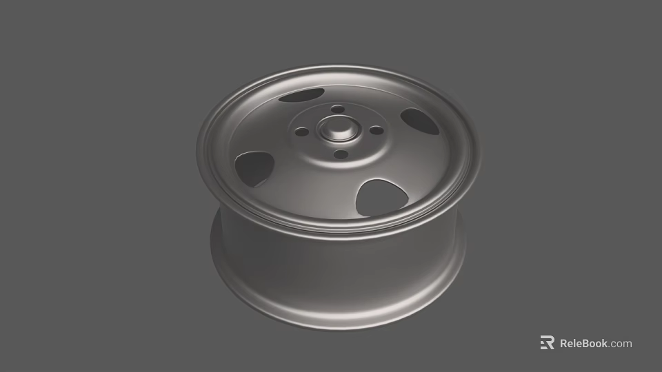 Silver Alloy Car Wheel With Five Bolt Holes And Ventilation Design 3d model 