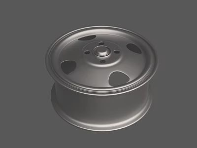 Silver Alloy Car Wheel With Five Bolt Holes And Ventilation Design 3d model