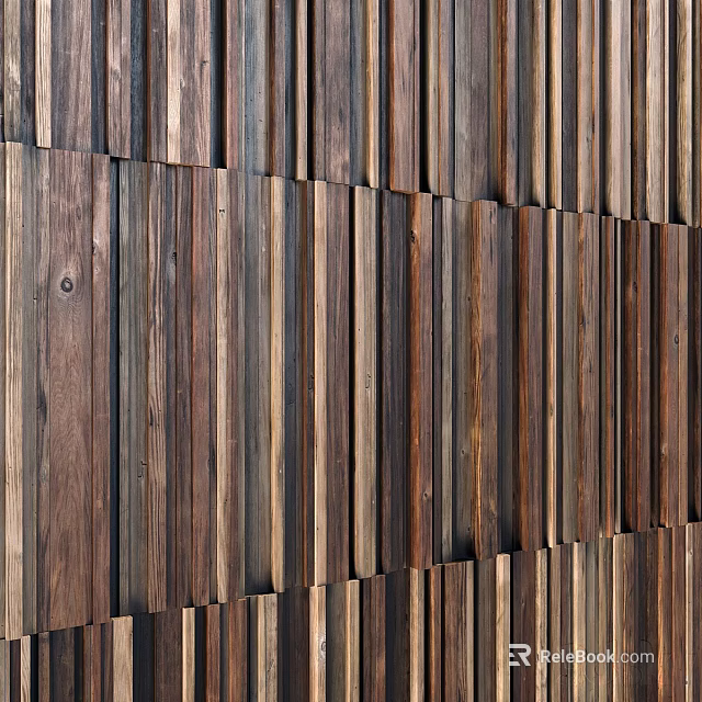 Natural Wooden Planks Vertical Wall Cladding Texture 3d model