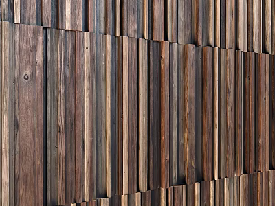 Natural Wooden Planks Vertical Wall Cladding Texture 3d model
