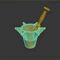 Shiny Golden Mortar And Pestle With Wing Design For Household Kitchen Tool