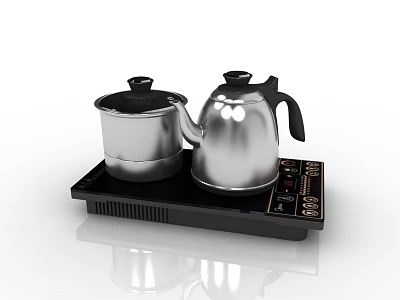 Daily Use Electric Heating Plate With Stainless Steel Teapot And Small Pot 3d model