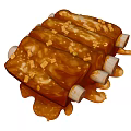 Juicy Grilled Ribs Glazed With Rich Sauce And Seasoned Bits On Top