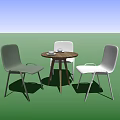 Modern Round Wooden Table and Three Chairs Set Light Green White Design with Cups