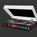 Vintage Vinyl Record Player With Open Lid Turntable And Green Indicator Lights