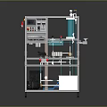 Industrial Laboratory Equipment System With Control Panel Transparent Tubes And Blue Container 3d model