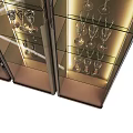 Modern Gold Wine Cabinet With Glass Doors Wine Bottle Racks And Glassware Storage