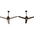 Two Modern Brown Ceiling Fans With Lights For Home Interior Use