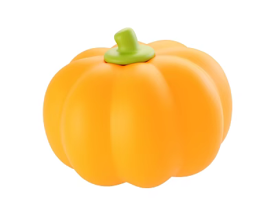 Fresh Orange Pumpkin with Green Stem as Healthy Vegetable on White Background 3d model