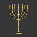 Traditional Golden Menorah Candelabra With Nine Branches And Red Gemstone Base